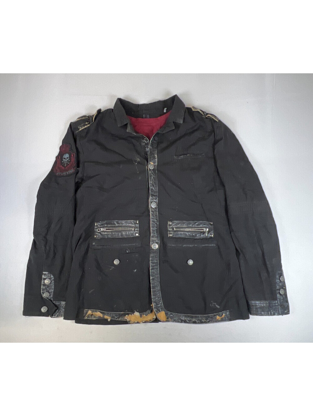 Affliction Black Premium Men Size 2X Skull Wings Button Down Shirt Jacket